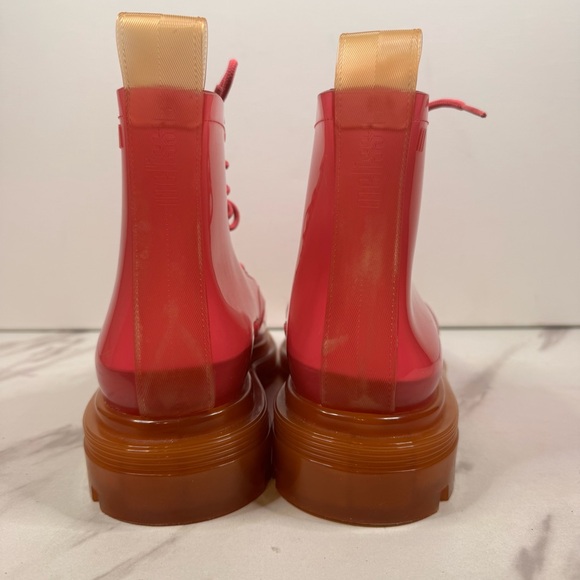 MELISSA Coturno Translucent Platform Lace Up Combat Boots HOT PINK-ORANGE / 7 US - Picture 10 of 14